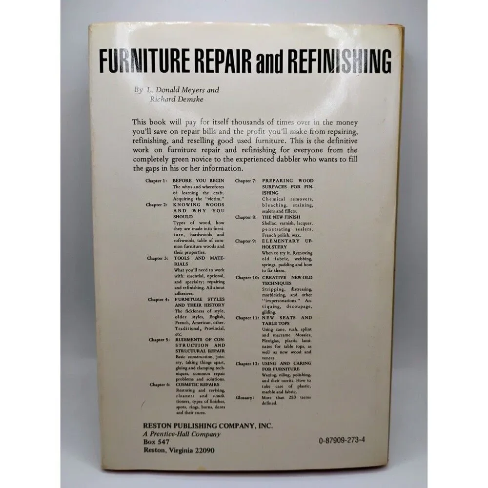 Furniture Repair & Refinishing by L Donald Meyers and Richard Demske 1974